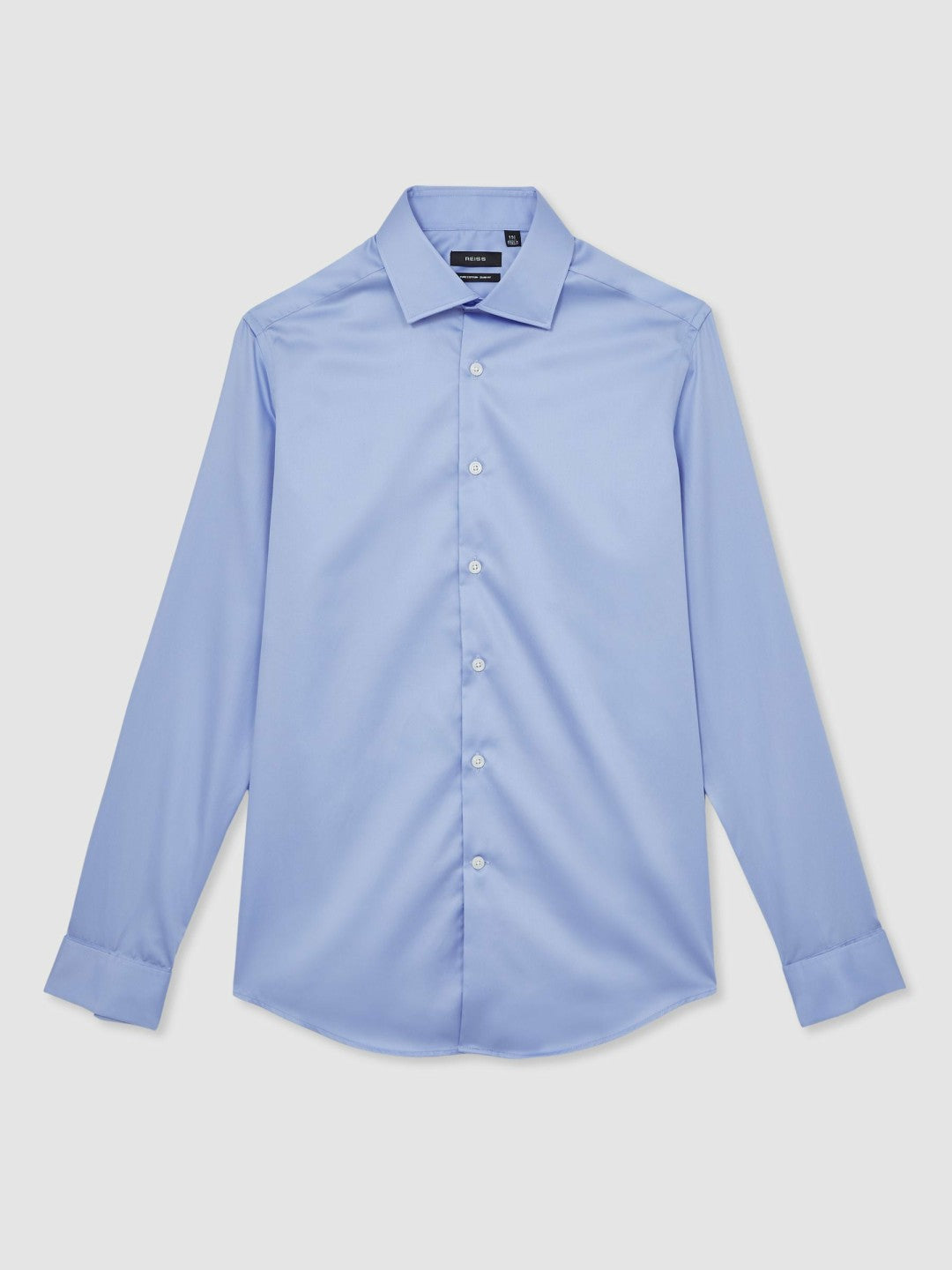 Slim Fit Slim-Fit Cotton-Sateen Shirt Mid Blue | Mens
