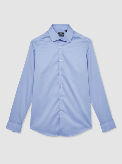 Slim Fit Slim-Fit Cotton-Sateen Shirt Mid Blue | Mens
