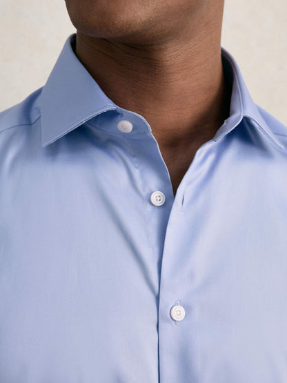 Slim Fit Slim-Fit Cotton-Sateen Shirt Mid Blue | Mens