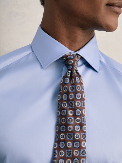 Slim Fit Slim-Fit Cotton-Sateen Shirt Mid Blue | Mens