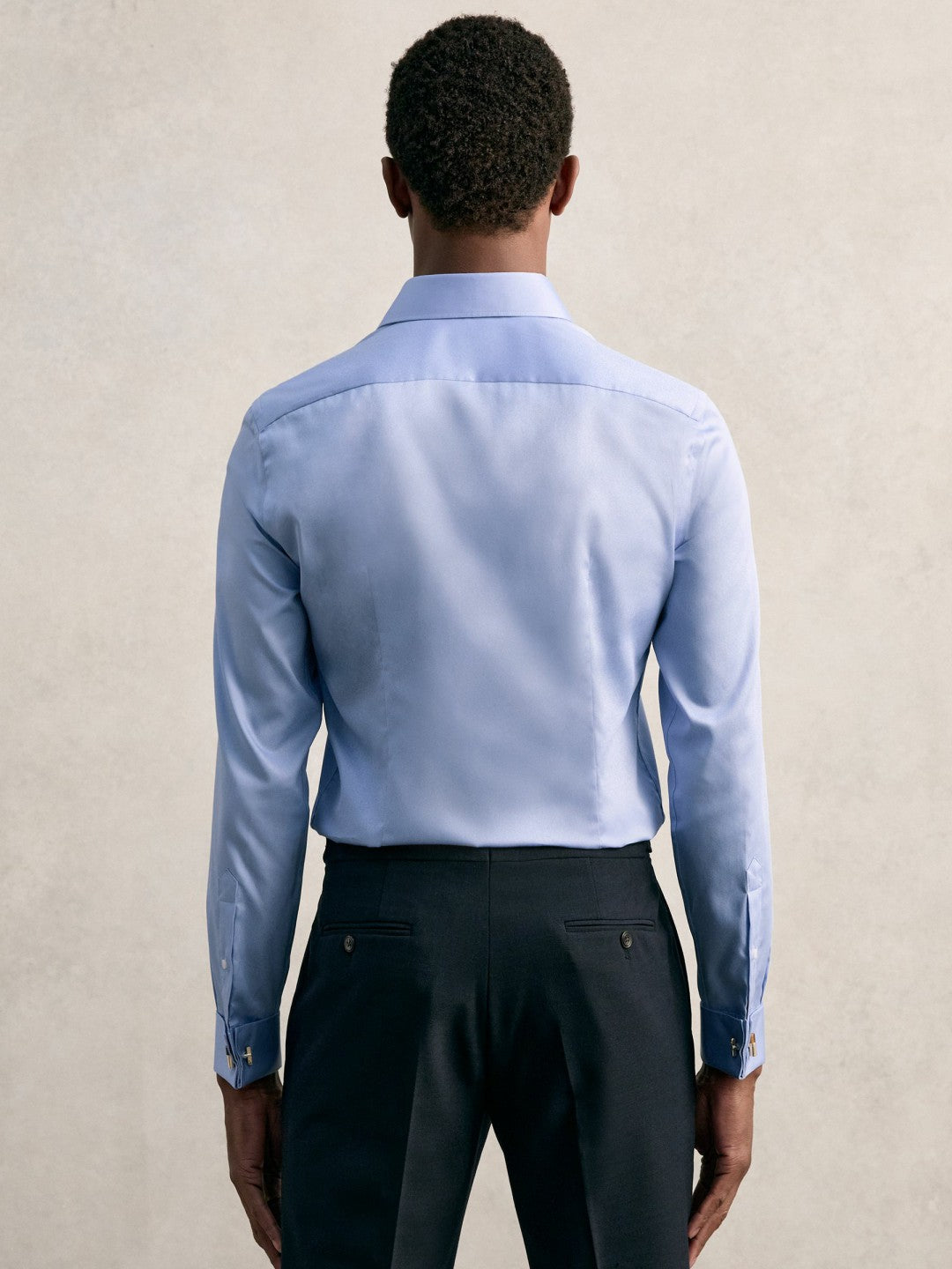Slim Fit Slim-Fit Cotton-Sateen Shirt Mid Blue | Mens