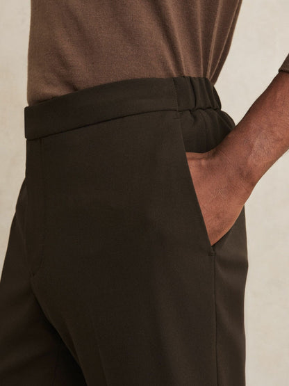 Slim-Fit Internal-Drawstring Trousers Brown | Mens