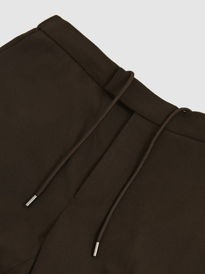 Slim-Fit Internal-Drawstring Trousers Brown | Mens