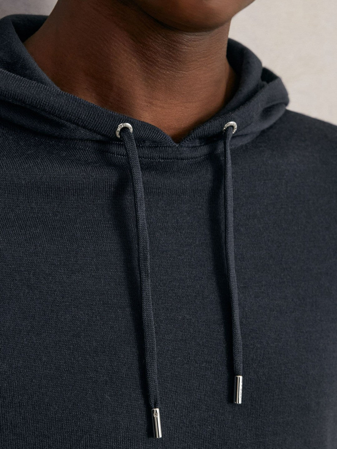 Merino Wool Drawstring Hoodie Midnight Navy | Mens