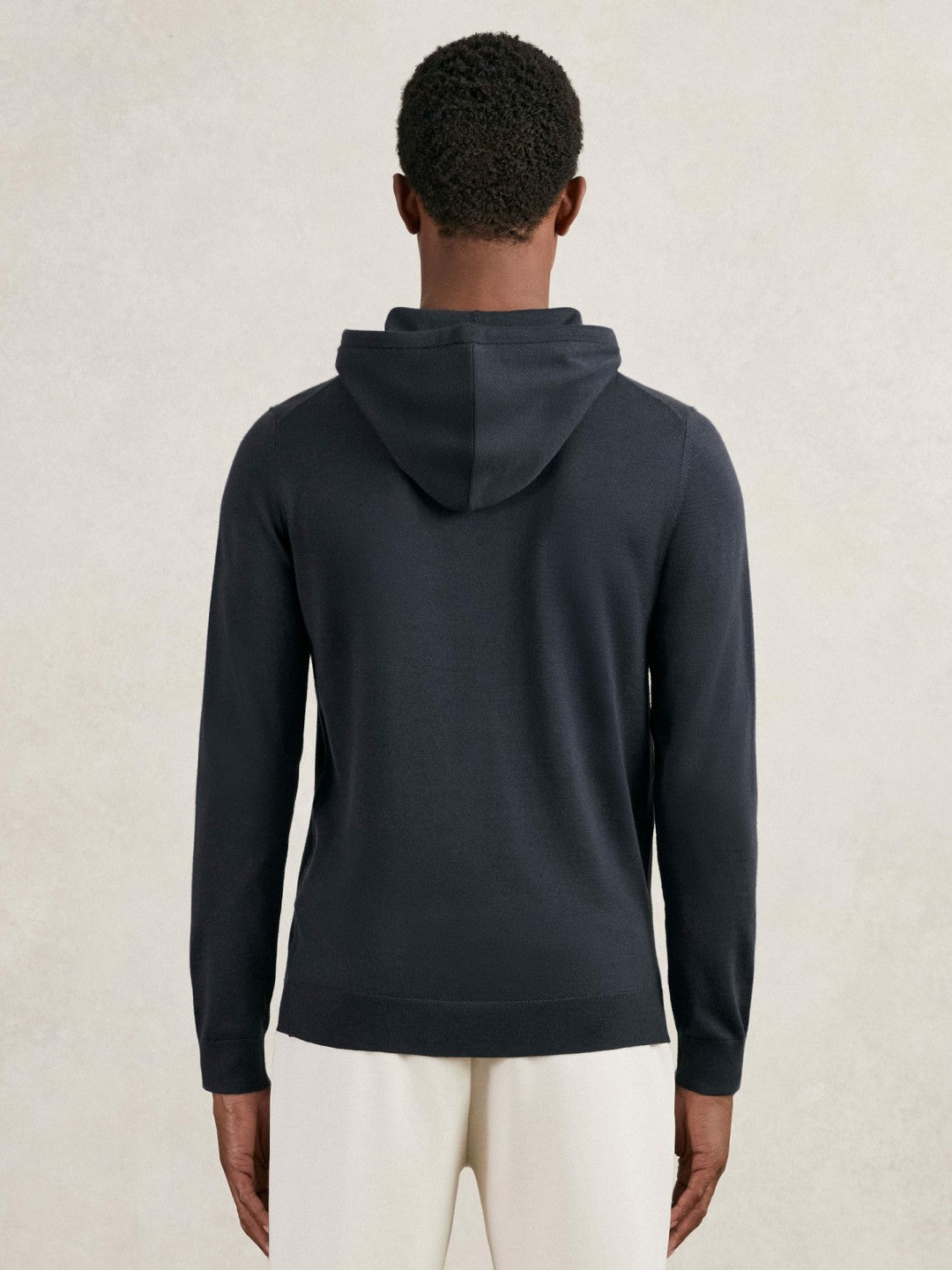 Merino Wool Drawstring Hoodie Midnight Navy | Mens
