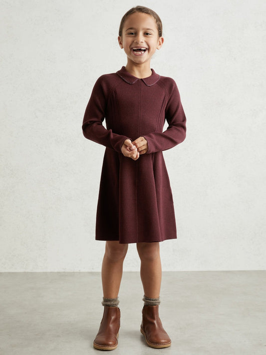 13-14 yrs Embellished Collar Knitted Dress Berry | Children