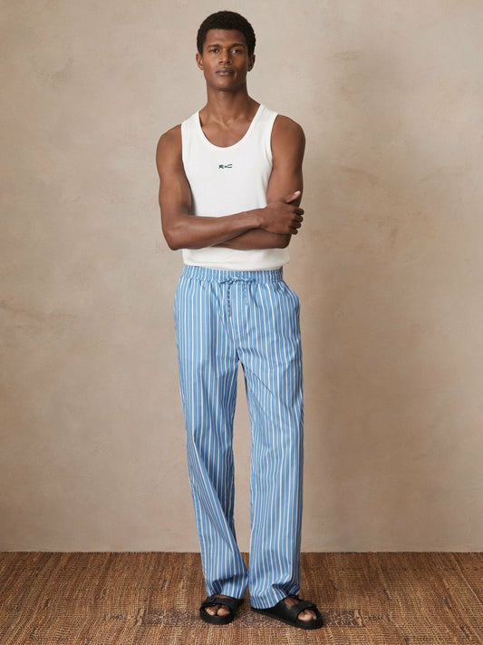 | Ché Poplin Stripe Trousers Bright Blue/White | Mens