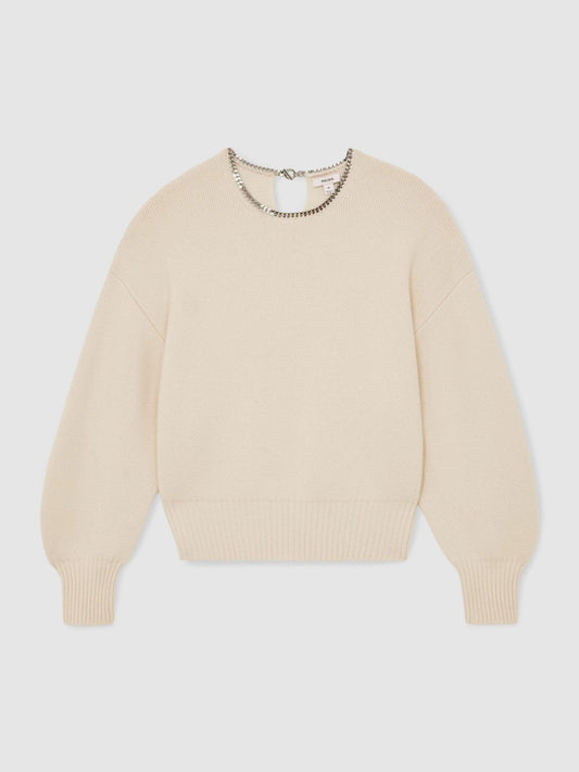 Wool-Blend Necklace-Trim Jumper with Cashmere Cream | Womens