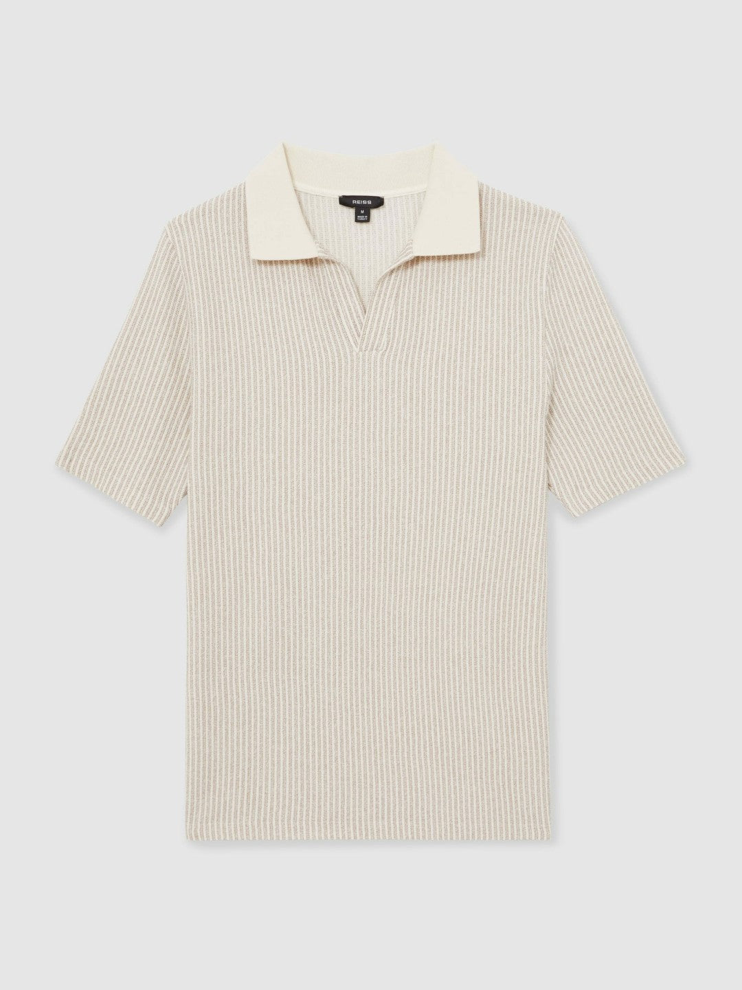 Cotton-Blend Stripe Polo Shirt Ecru/Taupe Brown | Mens