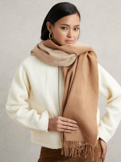 Wool-Cashmere Scarf Taupe | Womens