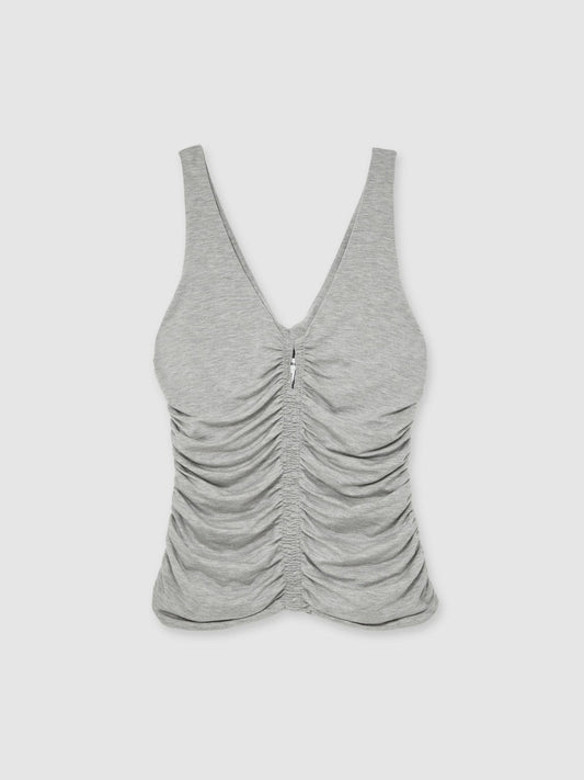 Stretch Lyocell Jersey Ruched Vest Silver Grey | Womens