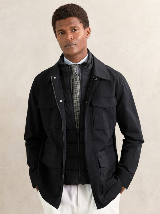 Removable-Gilet Safari Jacket Navy | Mens