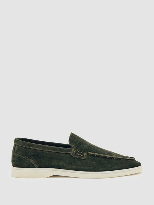 Suede Slip-On Loafers Forest Green | Mens
