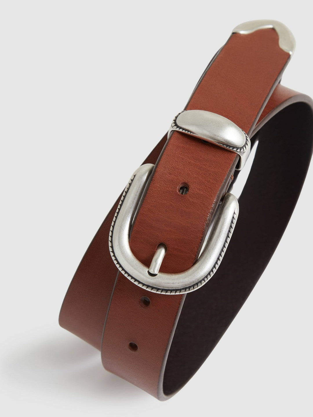 Leather Western Belt Tan Brown | Mens