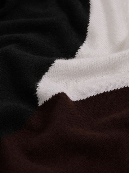 Wool-Blend Colourblock Knit Jumper with Cashmere Black/Burgundy/Cream | Womens