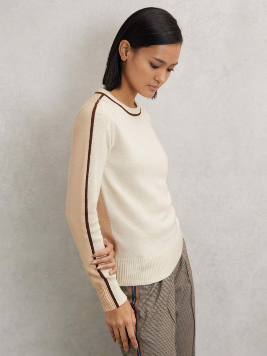 Wool-Blend Colour-Block Jumper With Cashmere Cream/Neutral | Womens