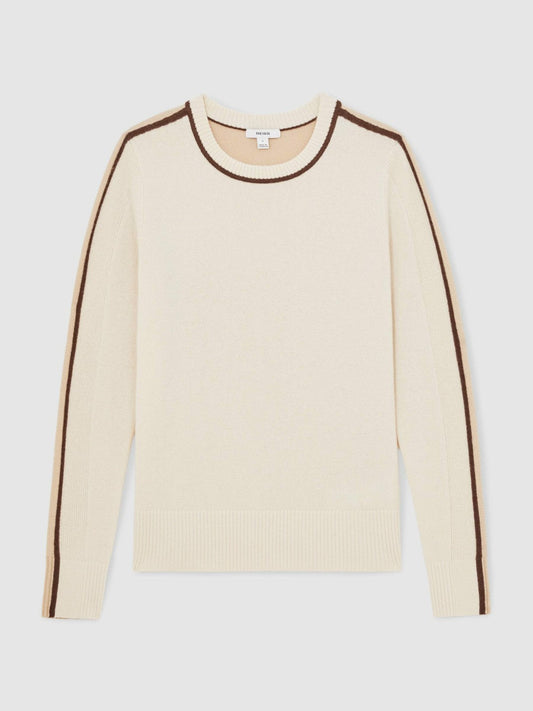 Wool-Blend Colour-Block Jumper With Cashmere Cream/Neutral | Womens