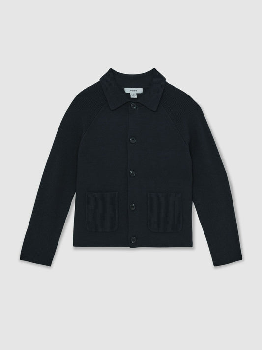 13-14 yrs Button-Through Knitted Cardigan Navy | Children