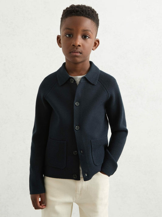13-14 yrs Button-Through Knitted Cardigan Navy | Children