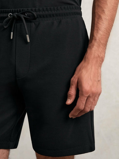 Textured Drawstring Shorts Black | Mens