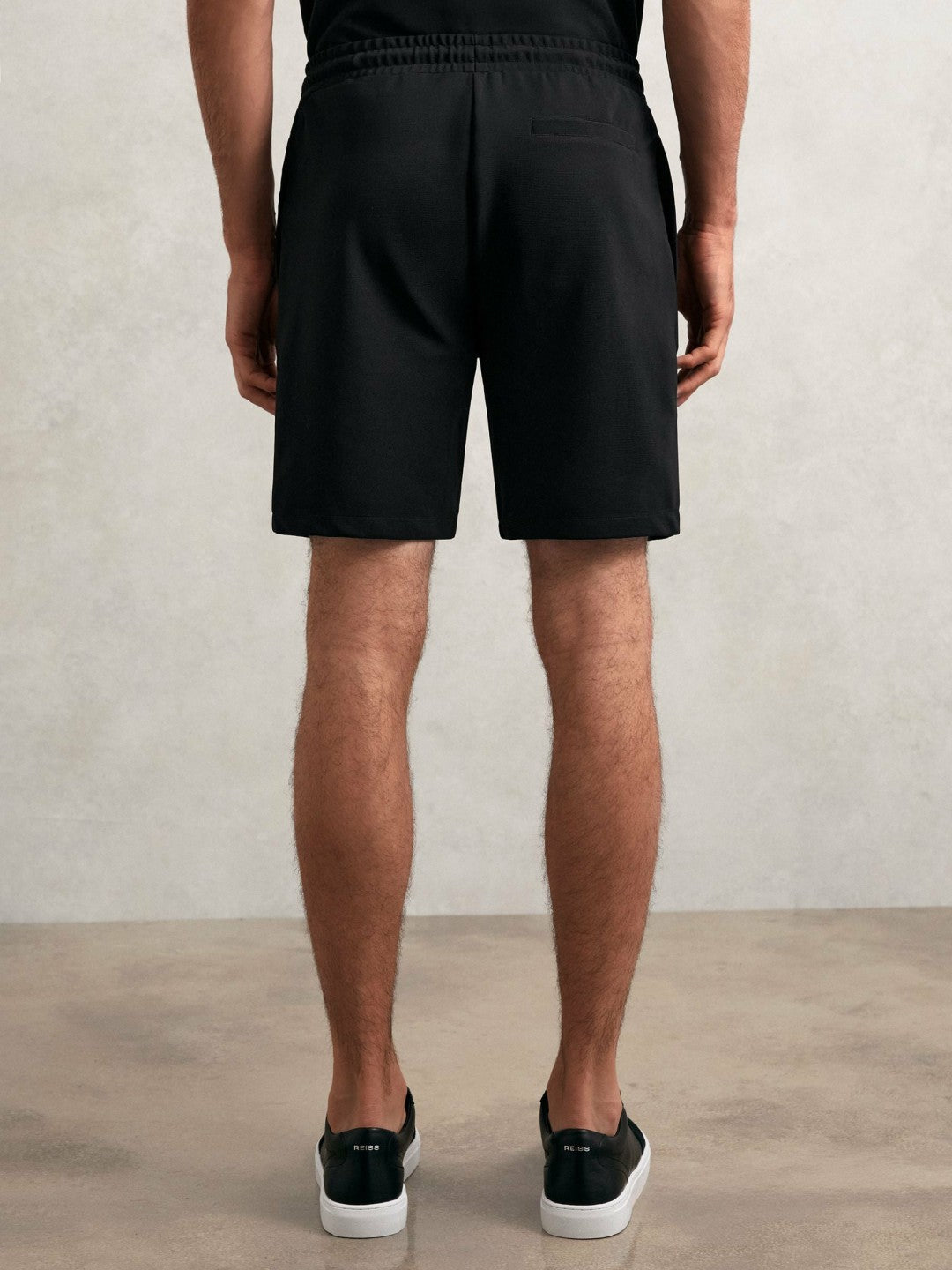 Textured Drawstring Shorts Black | Mens
