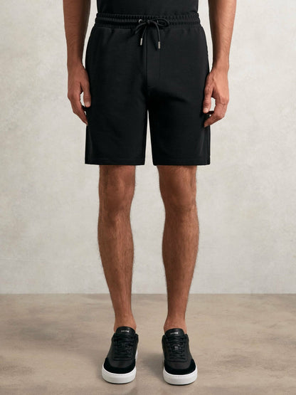 Textured Drawstring Shorts Black | Mens