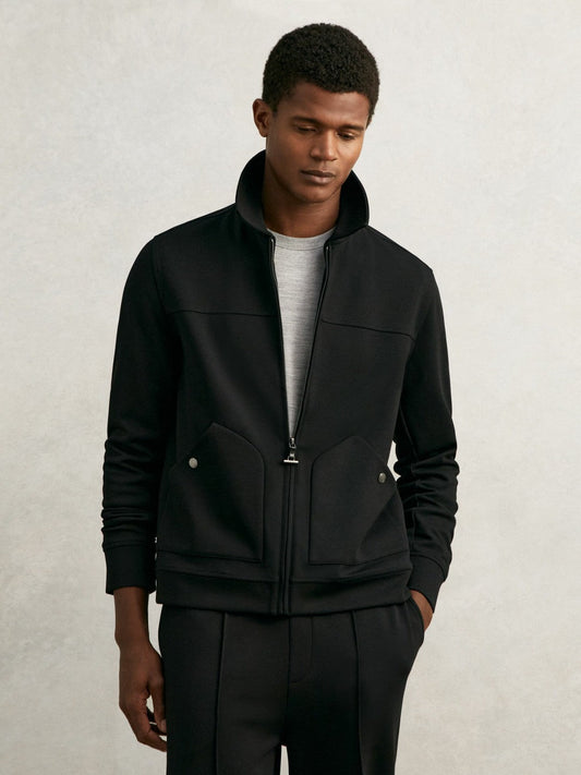 Interlock Zip Through Overshirt Black | Mens