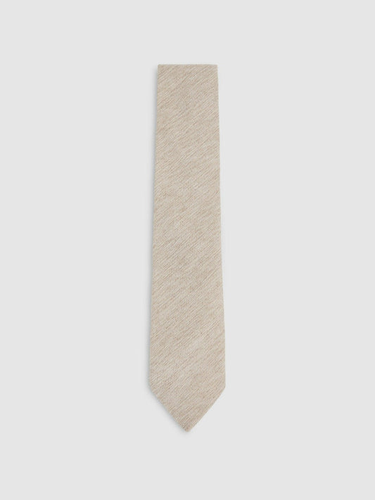 Wool-Silk Textured Tie Oatmeal | Mens