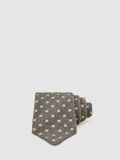 Wool-Silk Floral-Medallion Tie Grey | Mens