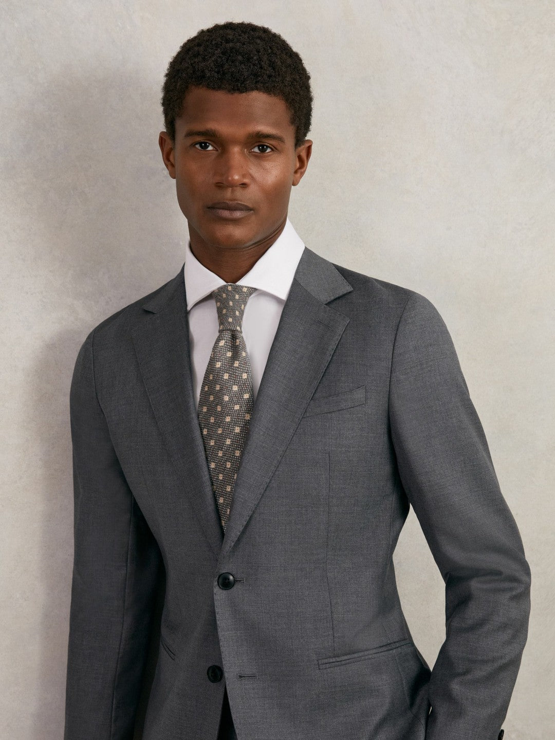 Wool-Silk Floral-Medallion Tie Grey | Mens