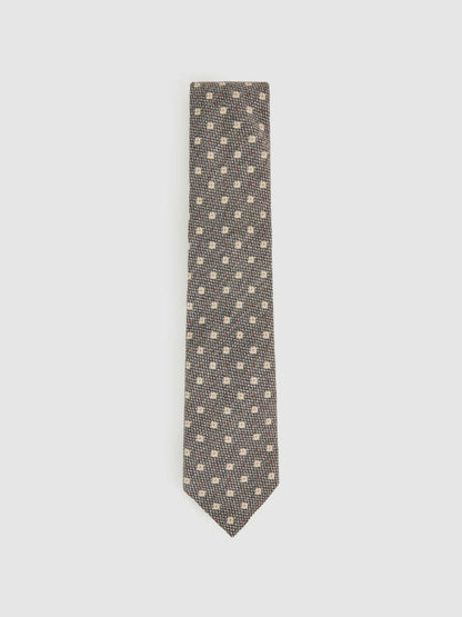 Wool-Silk Floral-Medallion Tie Grey | Mens