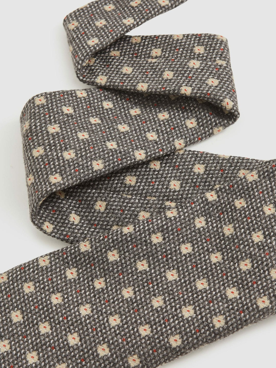 Wool-Silk Floral-Medallion Tie Grey | Mens