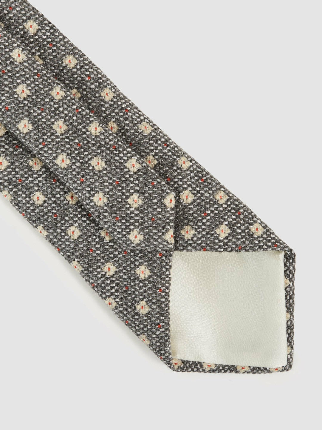 Wool-Silk Floral-Medallion Tie Grey | Mens