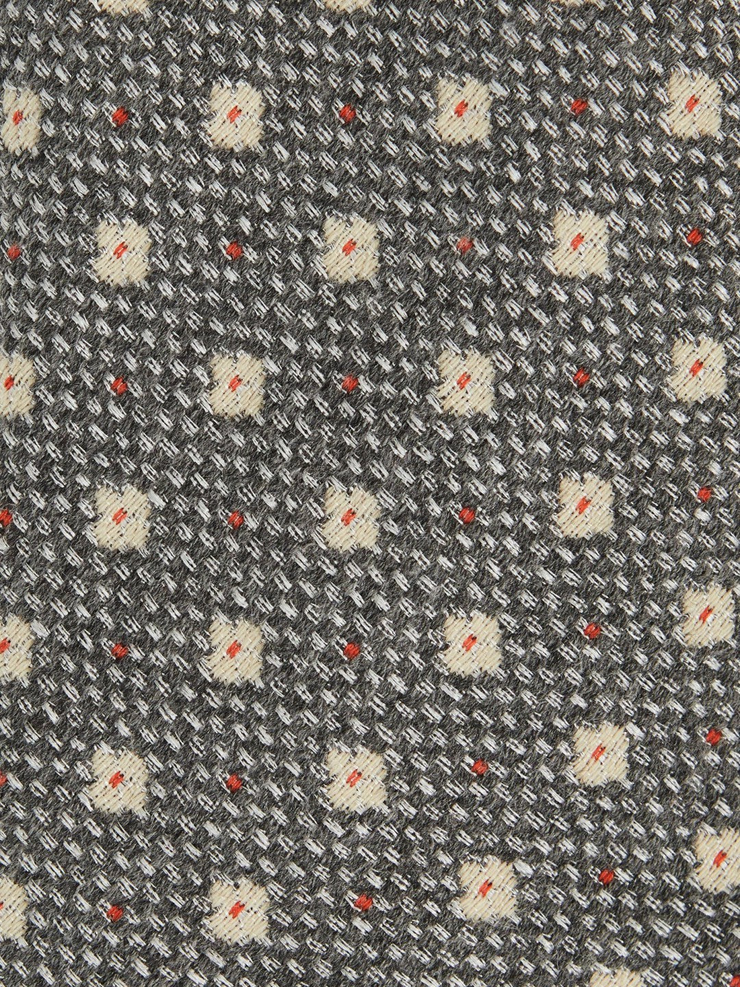 Wool-Silk Floral-Medallion Tie Grey | Mens