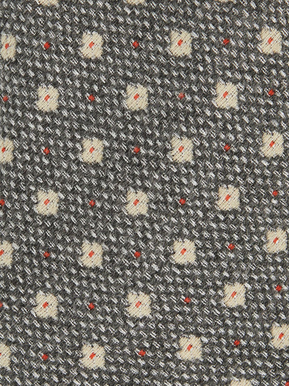 Wool-Silk Floral-Medallion Tie Grey | Mens