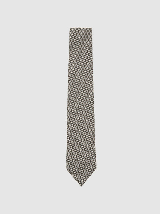 Silk Geometric-Print Tie Chocolate Brown Multi | Mens