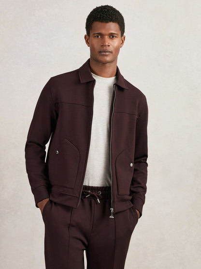 Interlock Zip Through Overshirt Cherry Red | Mens