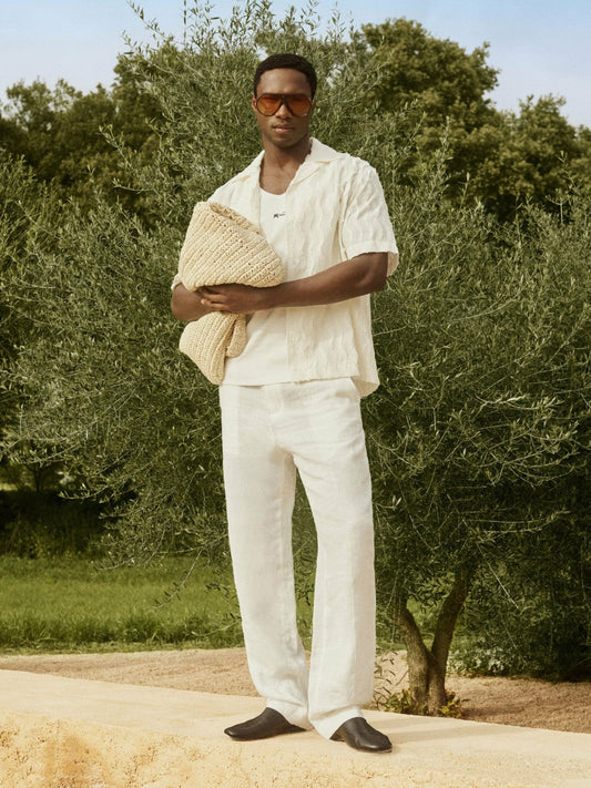 | Ché Linen Wide-Leg Trousers White | Mens