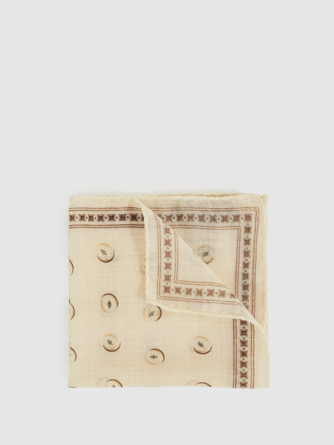 Wool Motif Print Pocket Square Off White | Mens