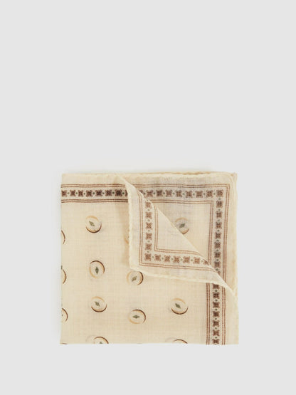 Wool Motif Print Pocket Square Off White | Mens
