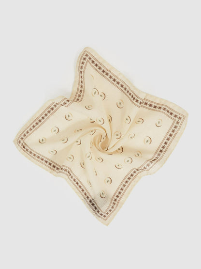 Wool Motif Print Pocket Square Off White | Mens
