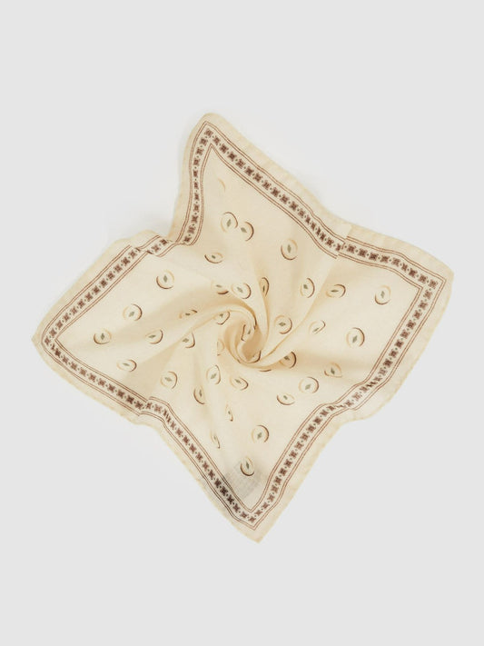 Wool Motif Print Pocket Square Off White | Mens
