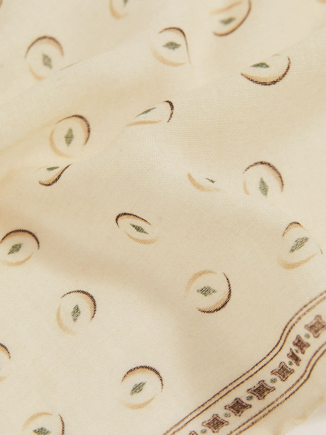 Wool Motif Print Pocket Square Off White | Mens