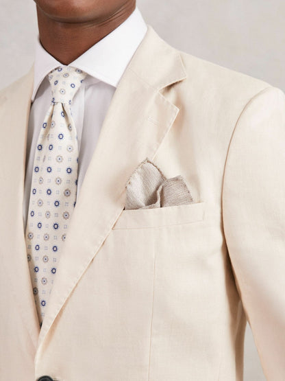 Wool Silk Textured Pocket Square Oatmeal | Mens