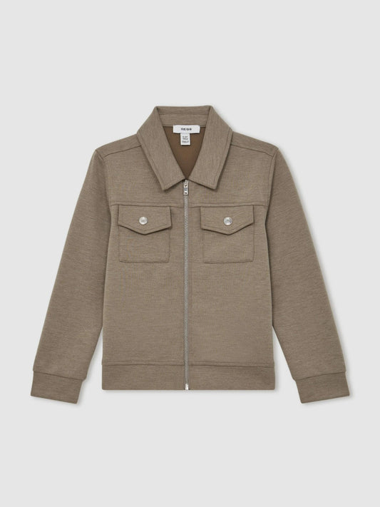 13-14 yrs Interlock Zip-Through Overshirt Taupe Brown | Children