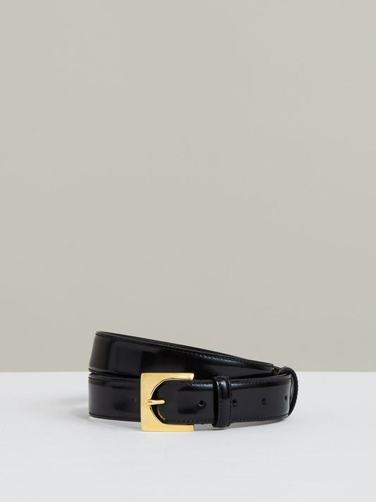 Suede Square Buckle Belt Black | Womens