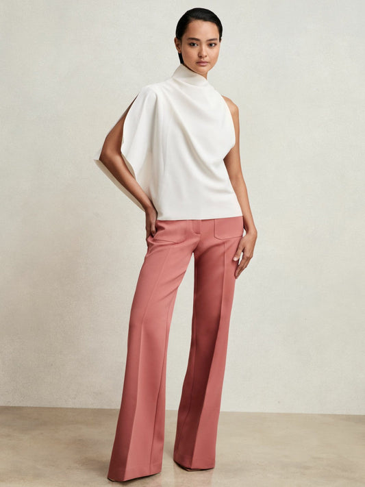One-Shoulder Draped Top Ivory | Womens