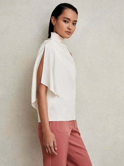 One-Shoulder Draped Top Ivory | Womens