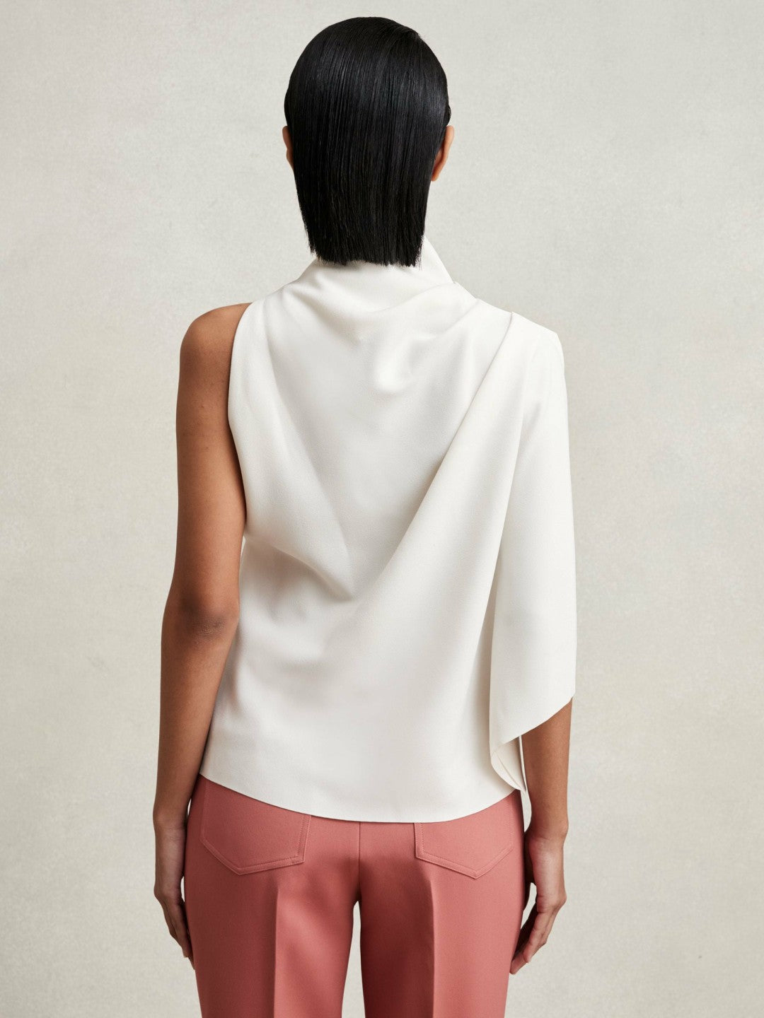 One-Shoulder Draped Top Ivory | Womens