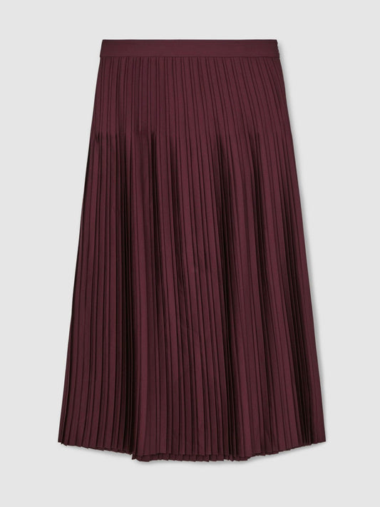 Pleated Midi Skirt Burgundy | Womens